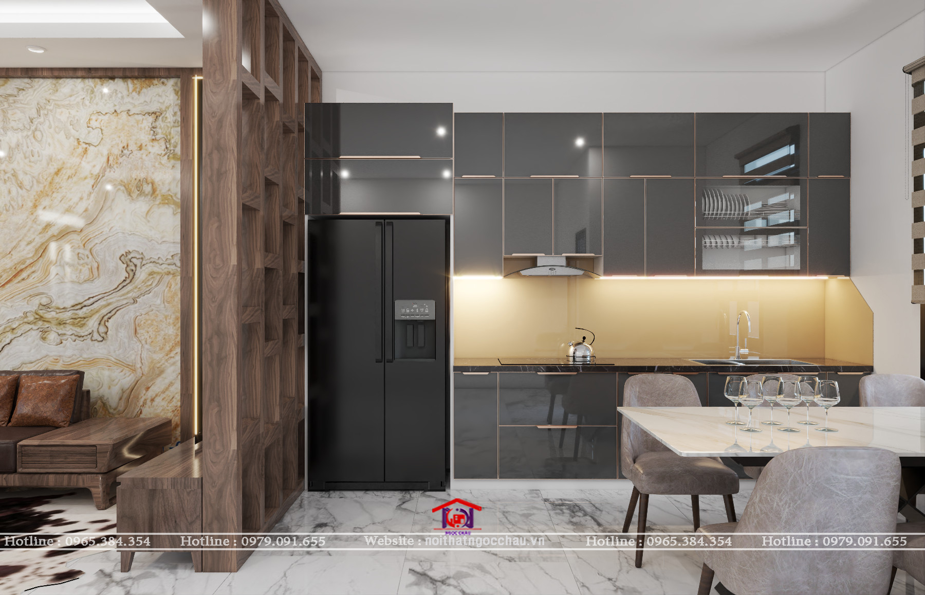 Tủ bếp inox 304 cánh kính chị Gấm, yên thường, gia lâm